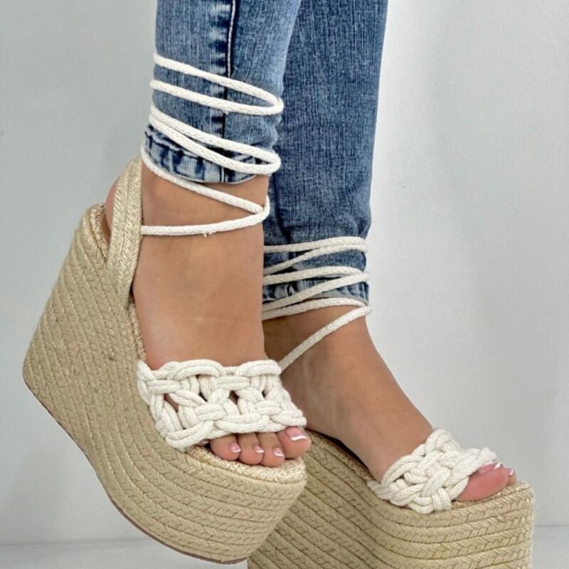 Avispa | Plataformas en yute, tejidas a mano, altura de 13cm, ultra livianas y cómodas, sandalias colombianas